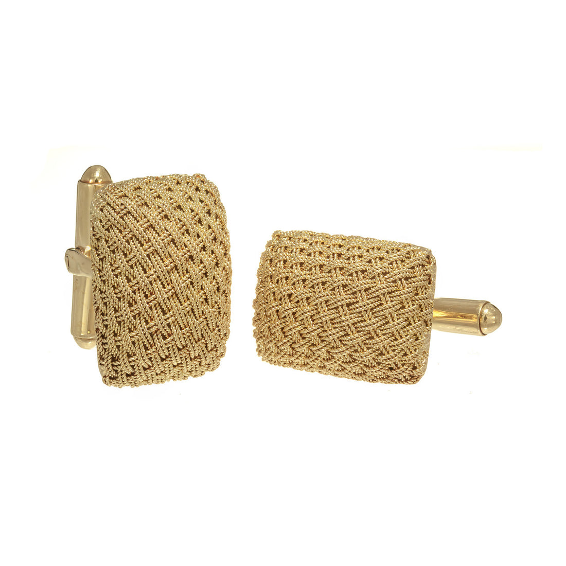 Domed Mesh Cufflinks 18k Yellow Italian Gold – image 5