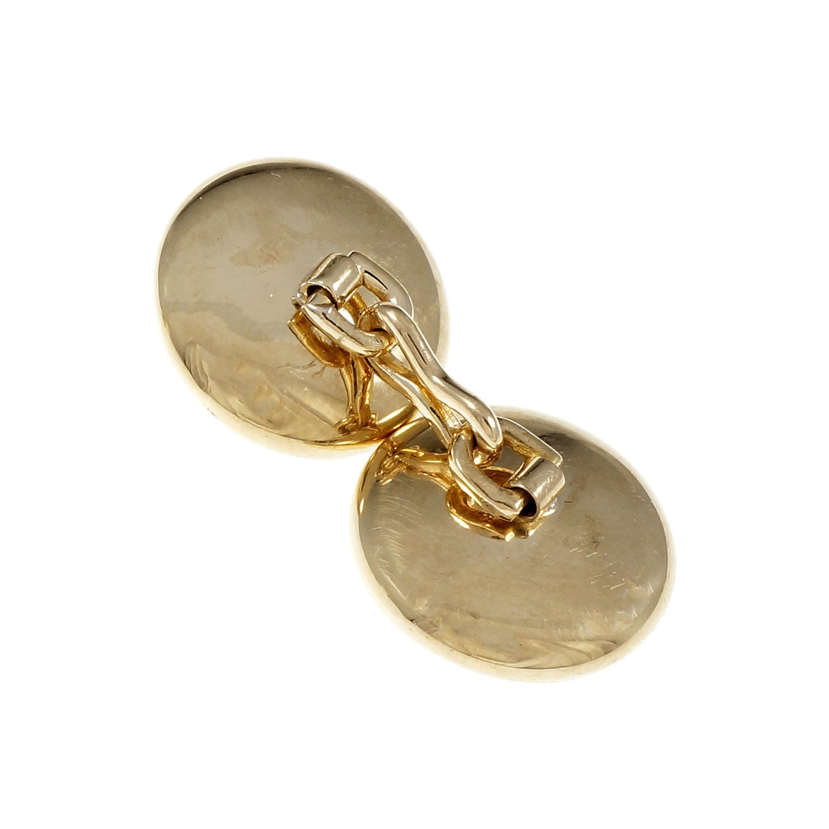 Estate 1940 Round White Mother Of Pearl Cufflinks 14k Yellow Gold – image 2