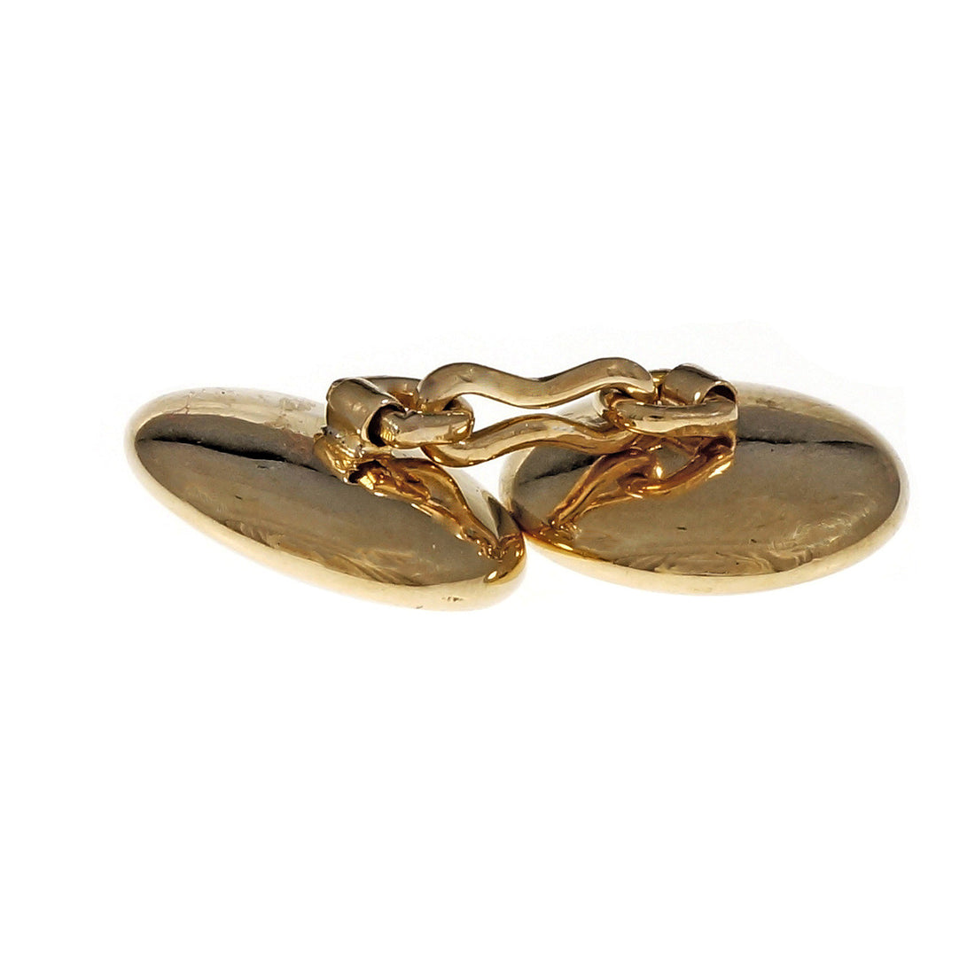Estate 1940 Round White Mother Of Pearl Cufflinks 14k Yellow Gold – image 3