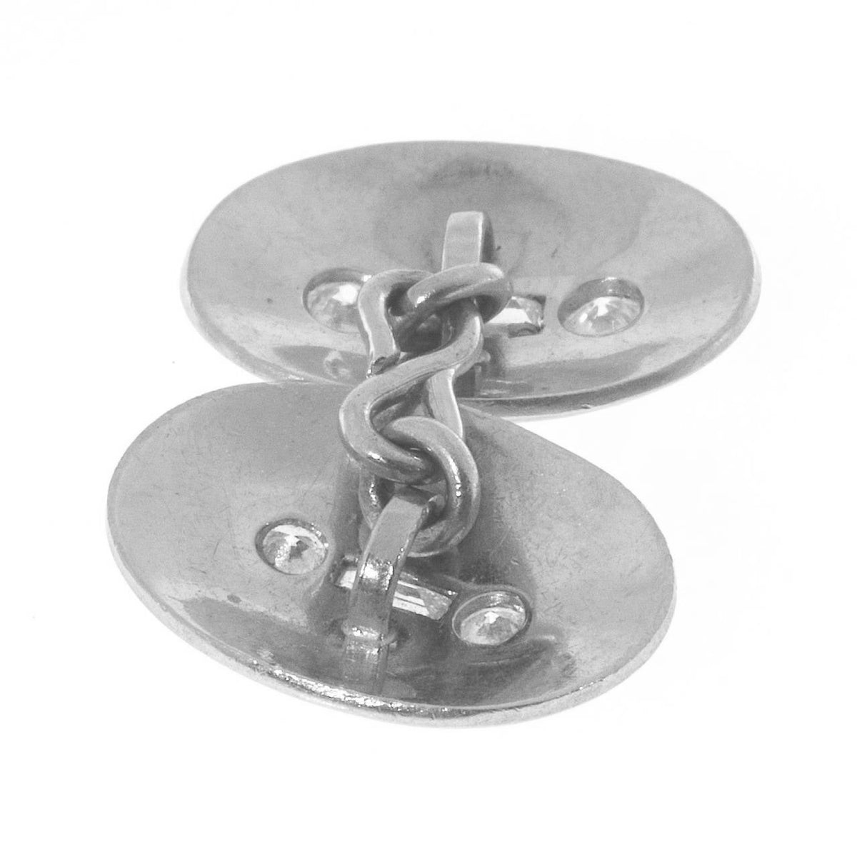 2.04 Carat Round Baguette Diamond Double Sided Platinum Oval Cufflinks – image 4