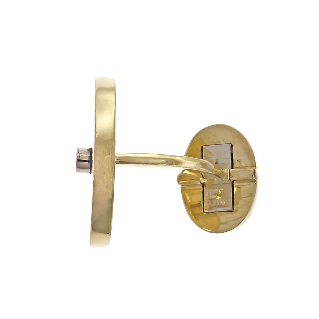 Mid Century Diamond Black White Enamel Gold Cufflinks – image 5