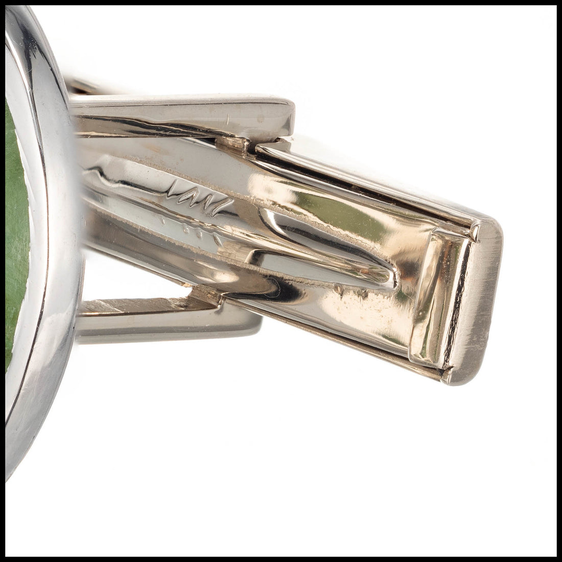 GIA Certified Round Jadeite Jade Gold Men's Cufflinks – image 7