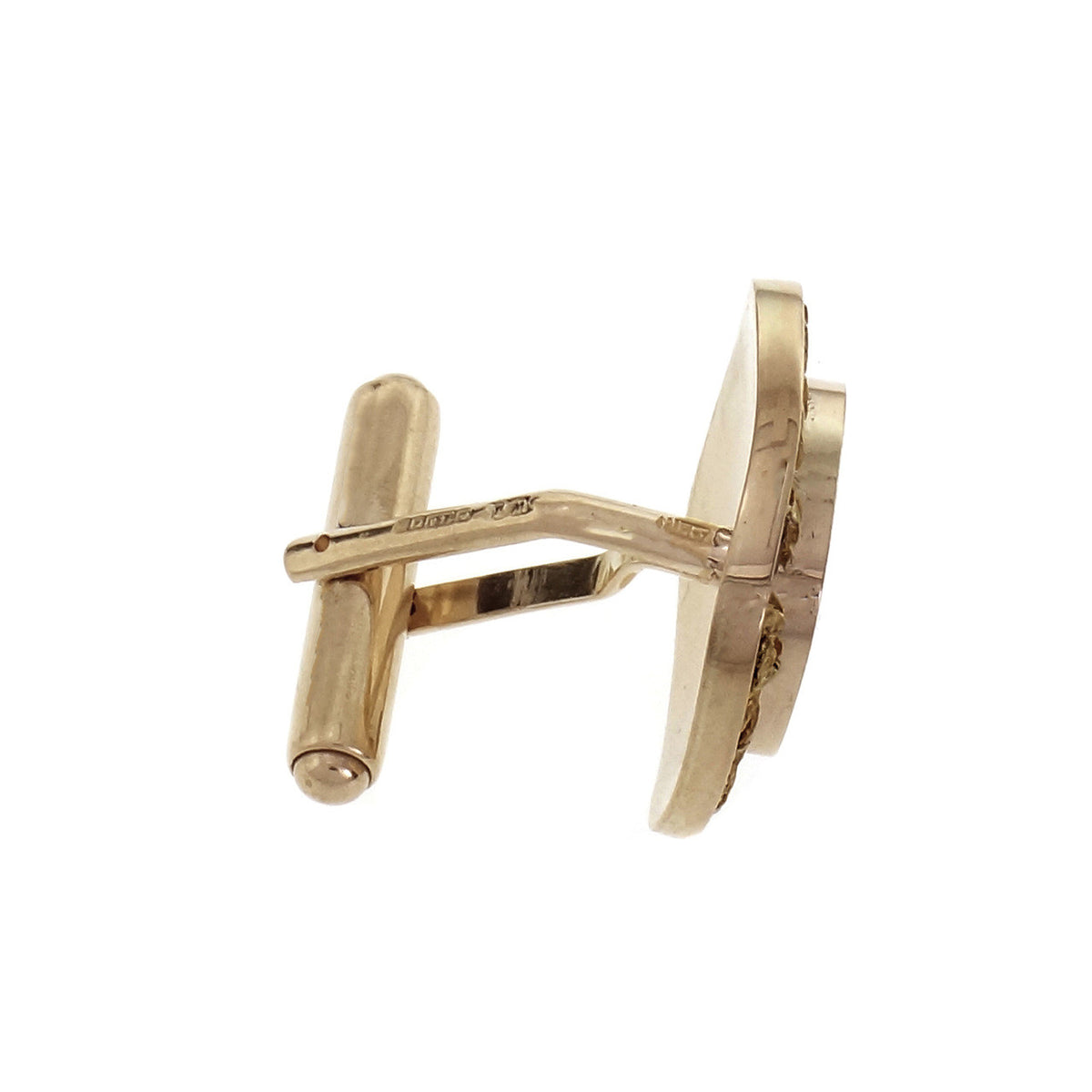 Estate Natural Untreated Lapis Cufflinks Gold Nugget Frame – image 5