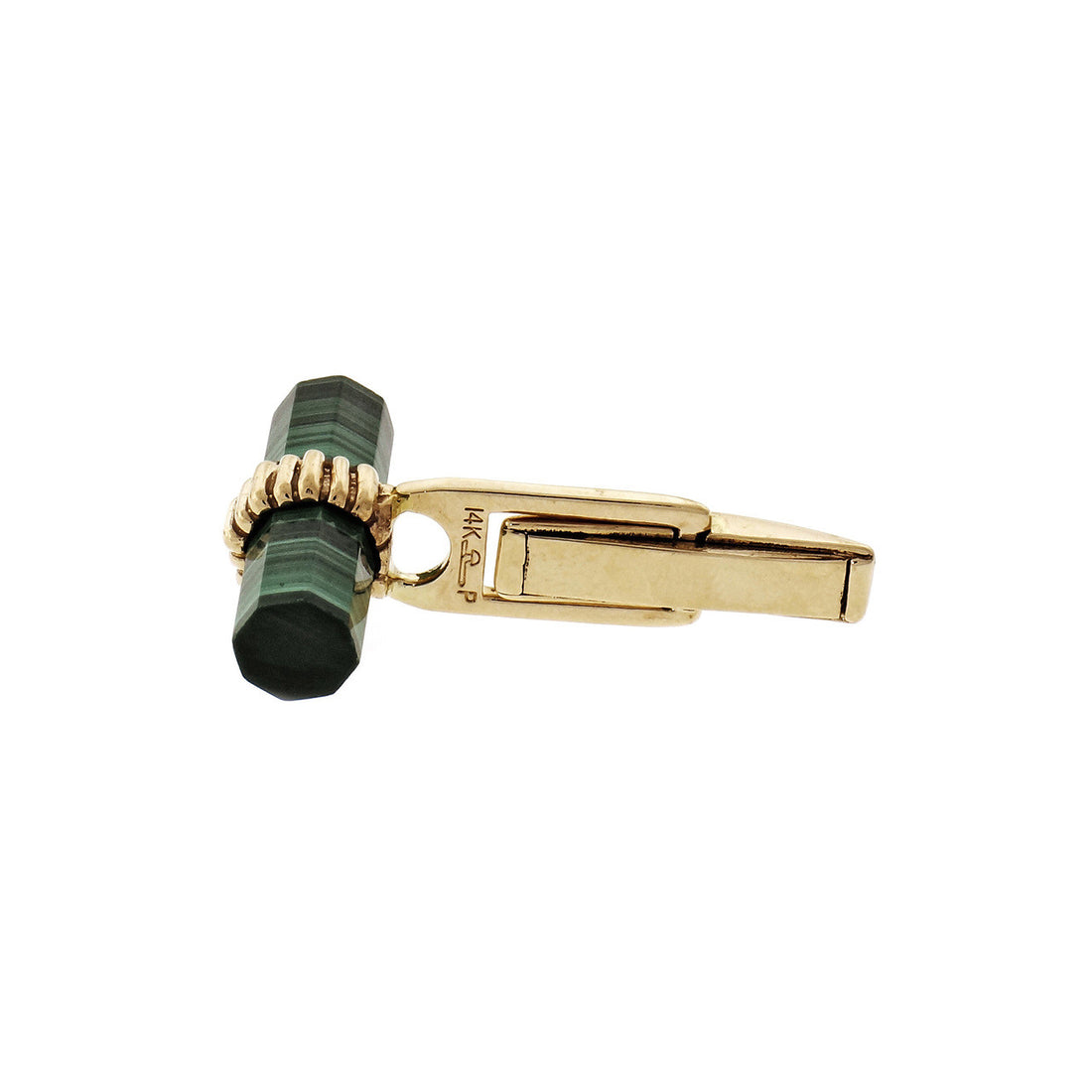 Larter Natural Malachite Cufflinks 14k Yellow Gold – image 5