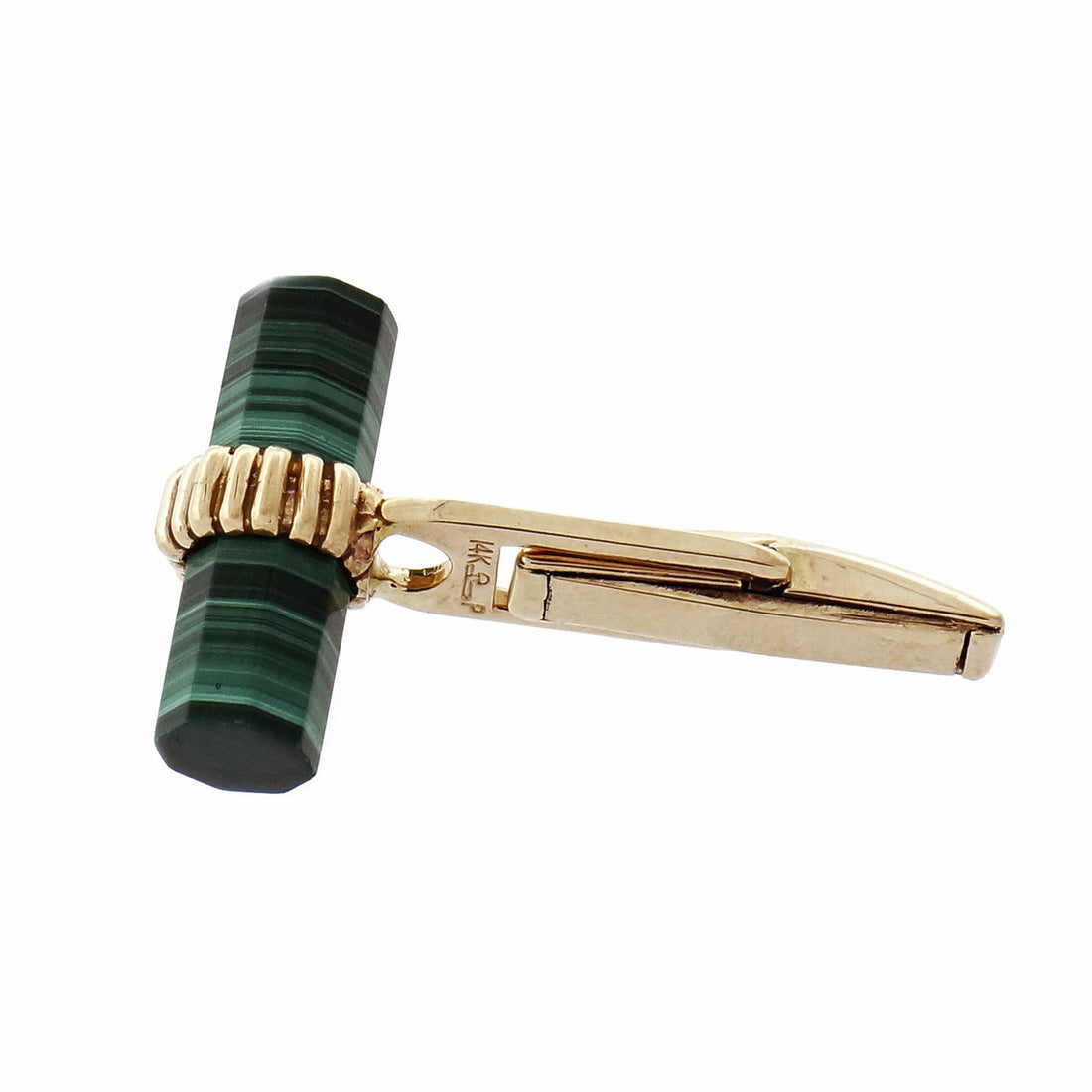 Larter Natural Malachite Cufflinks 14k Yellow Gold – image 6