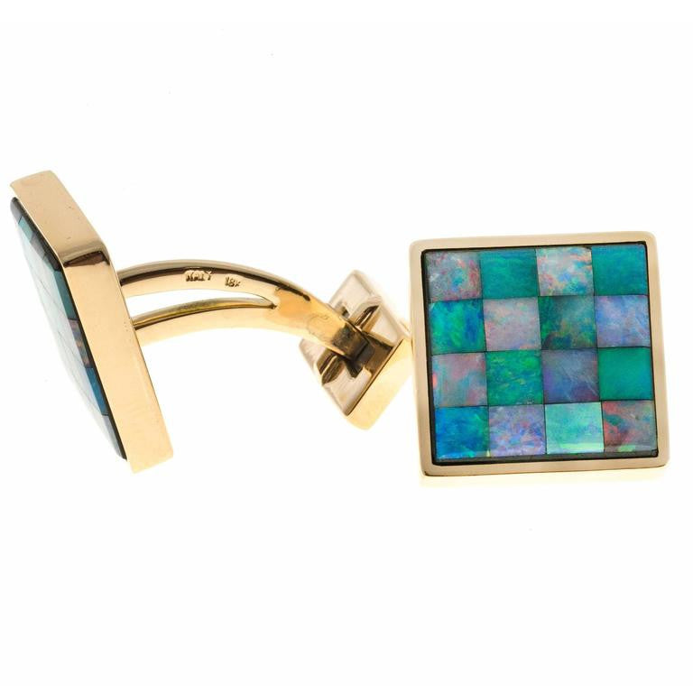 Vintage 18k Yellow Gold Opal Masonic Cufflinks, Italy, Circa 1960s – image 4