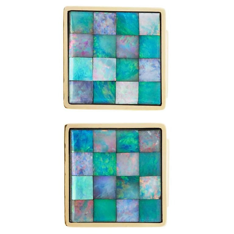 Vintage 18k Yellow Gold Opal Masonic Cufflinks, Italy, Circa 1960s – image 3