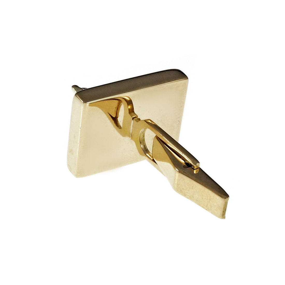Vintage 1960 Rectangular Textured Cufflinks 14k Yellow Gold Ruby Accents – image 3