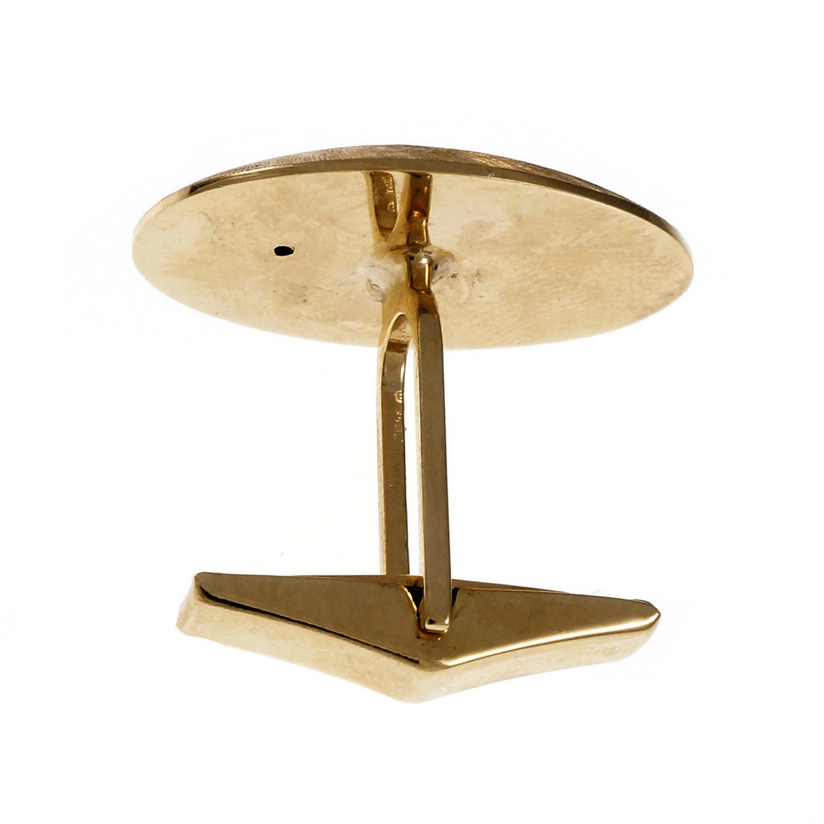 Vintage 1960 Sapphire Cufflink Oval Hand Florentined 14k Yellow Gold – image 4