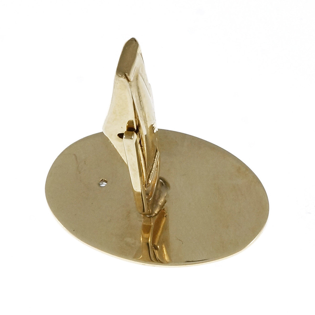 Vintage 1960 Sapphire Cufflink Oval Hand Florentined 14k Yellow Gold – image 5