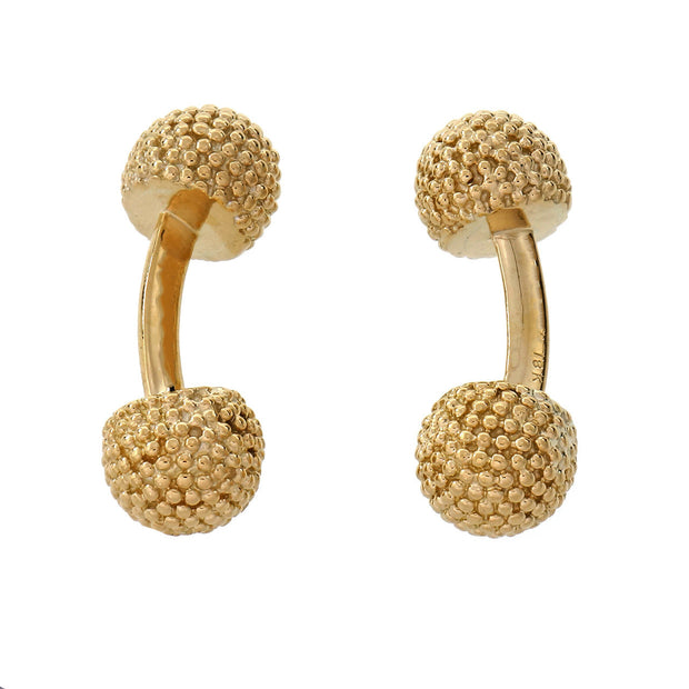 Vintage Van Cleef & Arpels Textured Bar Bell Cufflinks 18k Yellow Gold