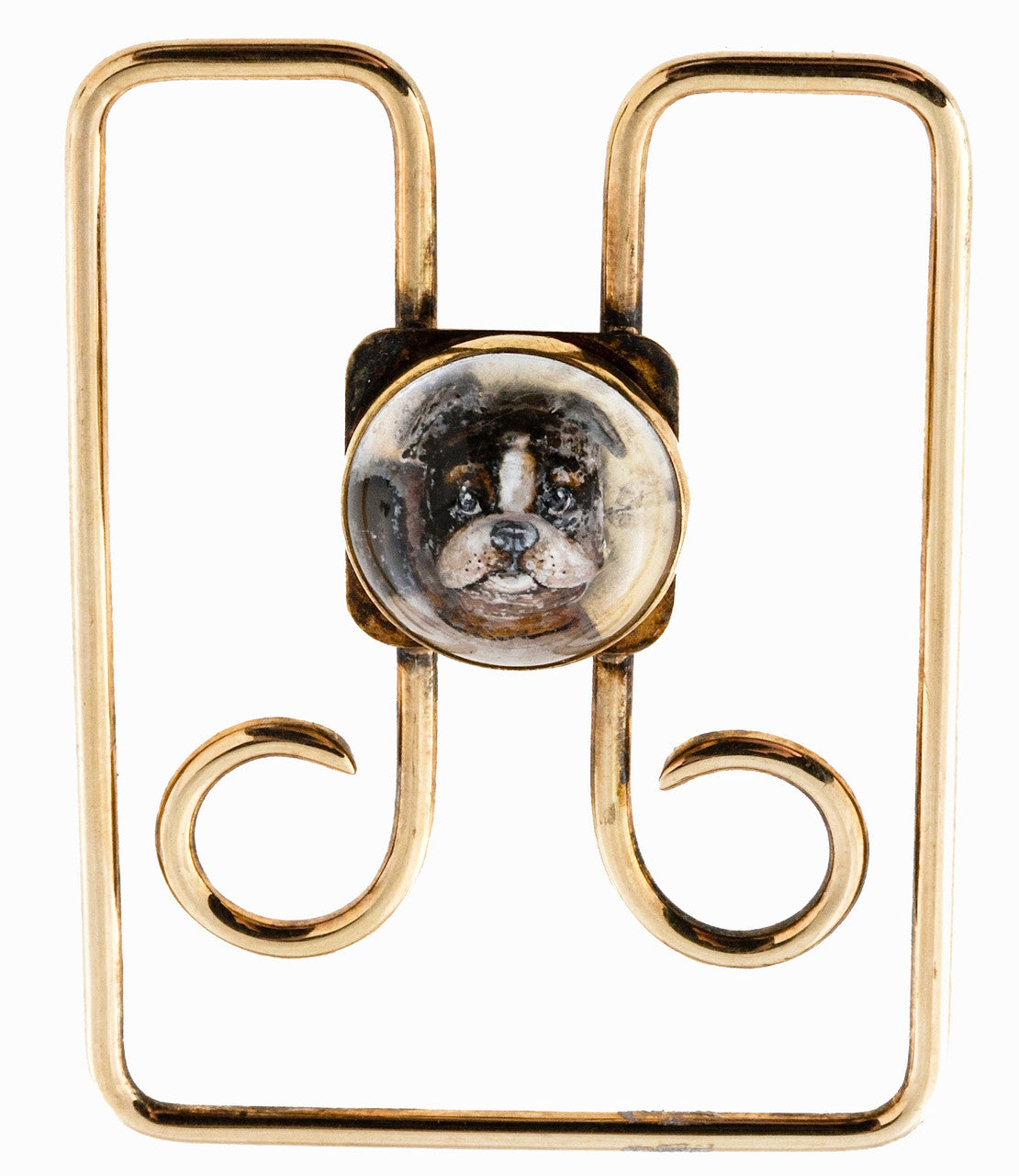 Estate 14k Yellow Gold Designer Tiffany & Co Crystal Boston Terrier Money Clip