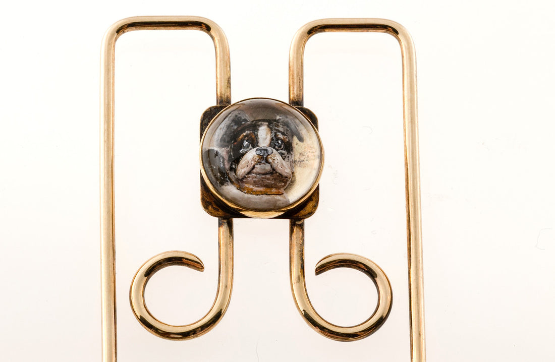 Estate 14k Yellow Gold Designer Tiffany & Co Crystal Boston Terrier Money Clip – image 5