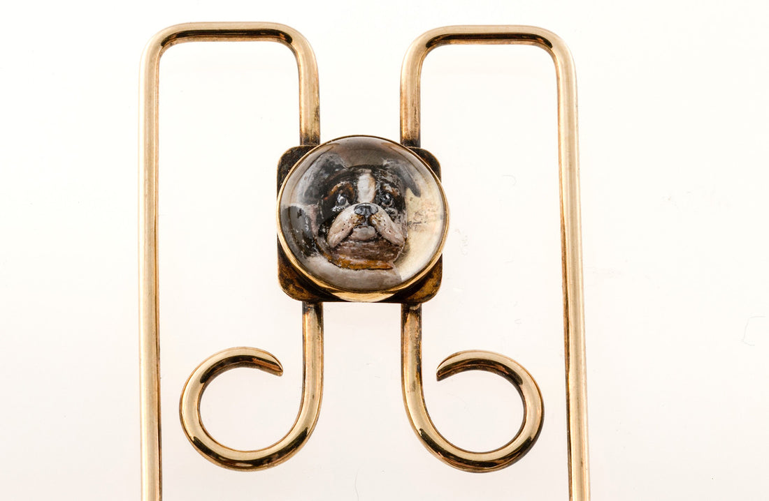 Estate 14k Yellow Gold Designer Tiffany & Co Crystal Boston Terrier Money Clip – image 3