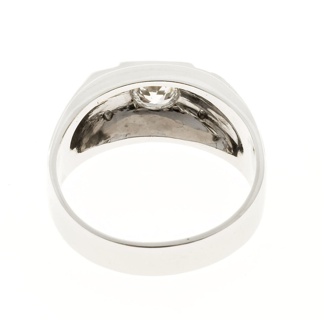 Men’s Retro Diamond Ring 14k White Gold With Hand Engraving & Diamond Accents – image 4