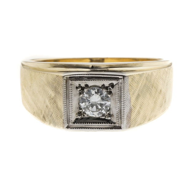 Vintage 1960 Men’s Diamond Ring 14k Yellow Gold