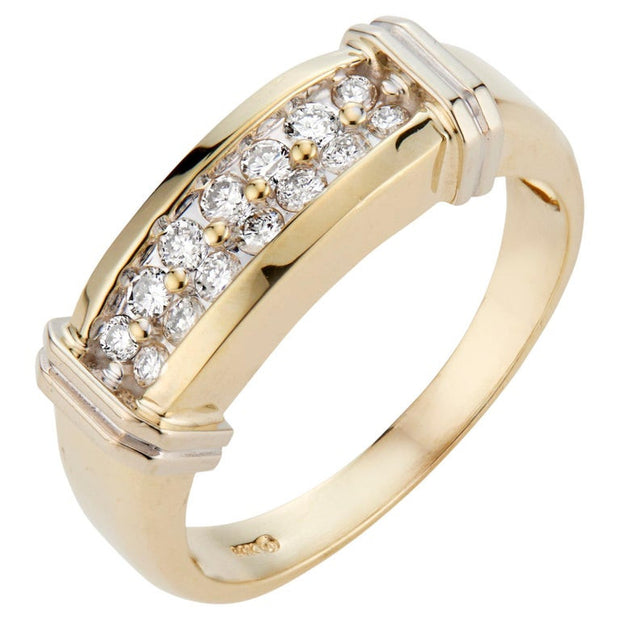 .42 Carat Diamond Yellow White Gold Mens Band Ring