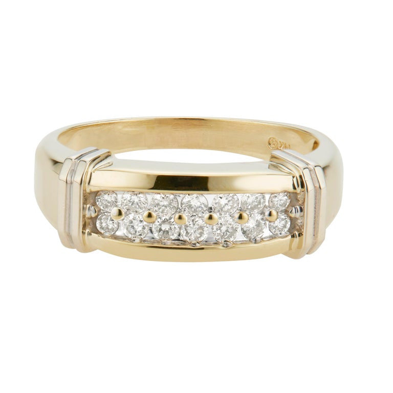 .42 Carat Diamond Yellow White Gold Mens Band Ring – image 2