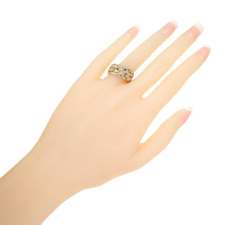 Tri Color 14k Gold Hand Woven Wire Band Ring – image 5