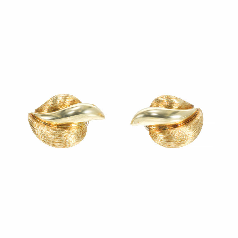 Henry Dunay Yellow Gold Flame Leaf Earrings – image 2