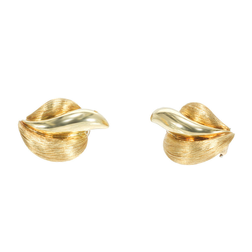 Henry Dunay Yellow Gold Flame Leaf Earrings – image 3