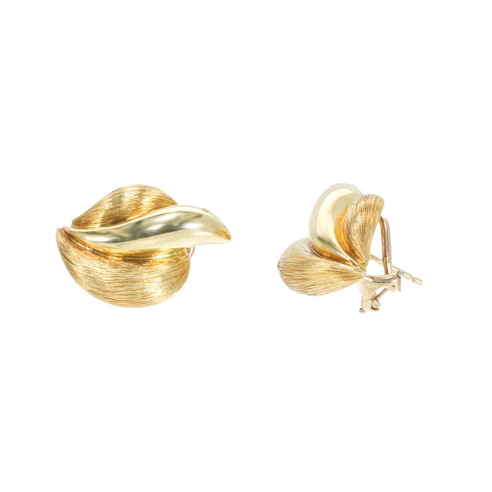 Henry Dunay Yellow Gold Flame Leaf Earrings – image 4