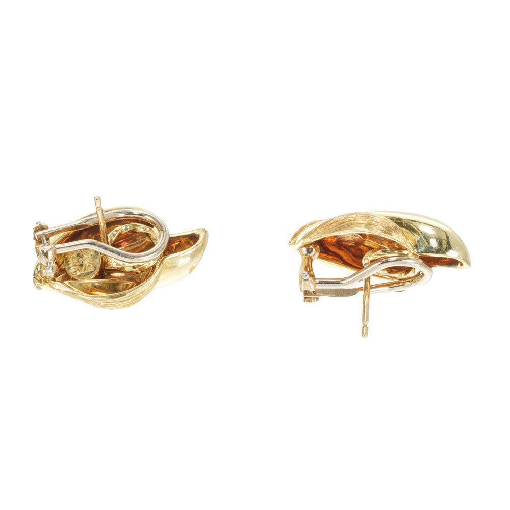 Henry Dunay Yellow Gold Flame Leaf Earrings – image 5