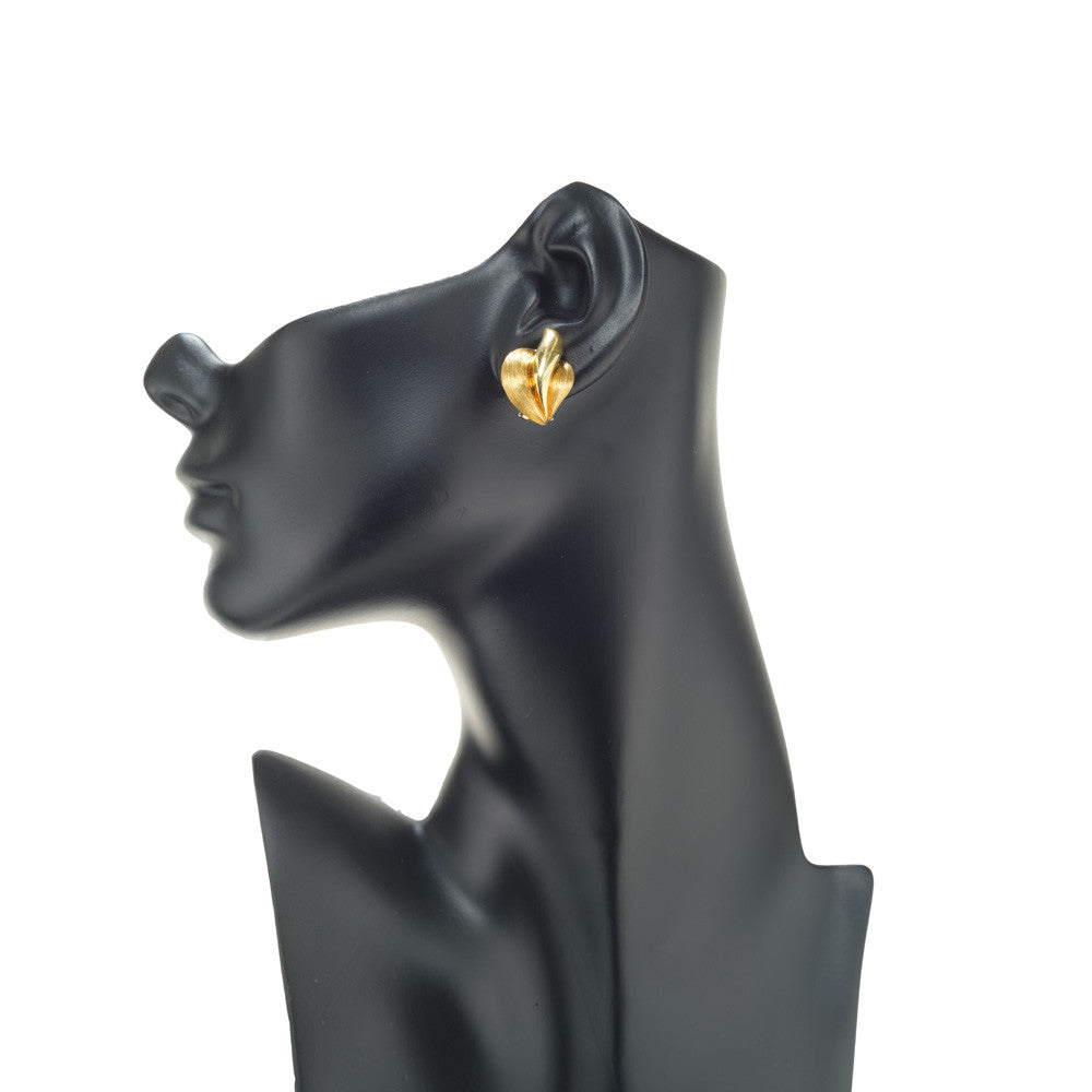 Henry Dunay Yellow Gold Flame Leaf Earrings – image 7