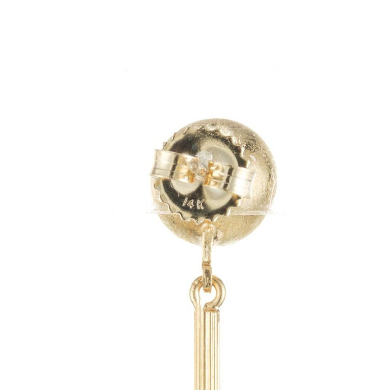 Yellow Gold Star Ball Dangle Drop Earrings – image 4