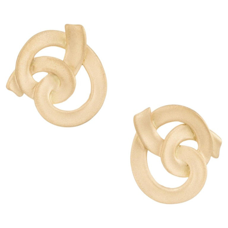 Angela Cummings 18k Yellow Gold Textured Knot Lever Back Clip Post Earrings