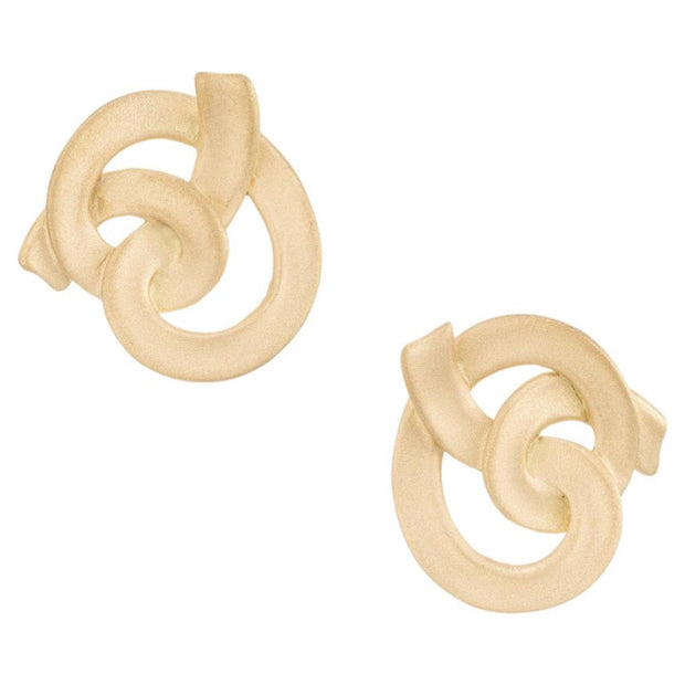 Angela Cummings 18k Yellow Gold Textured Knot Lever Back Clip Post Earrings