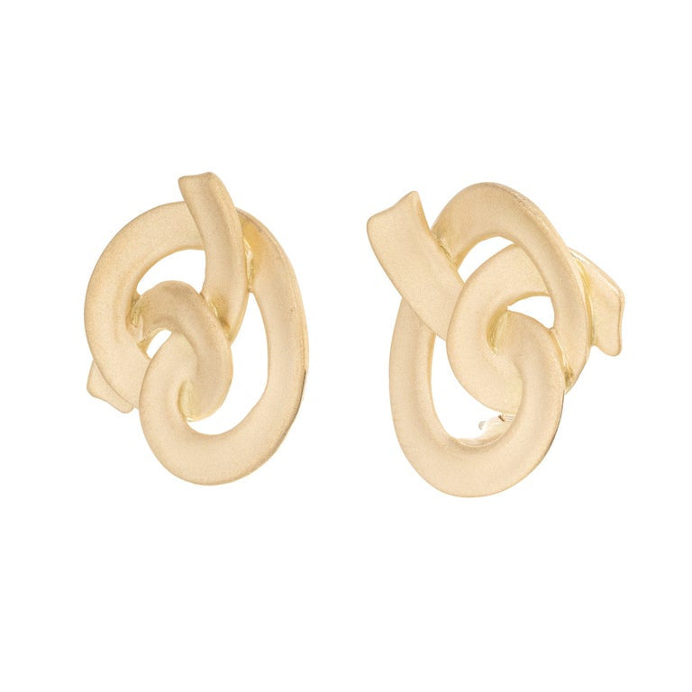Angela Cummings 18k Yellow Gold Textured Knot Lever Back Clip Post Earrings – image 2
