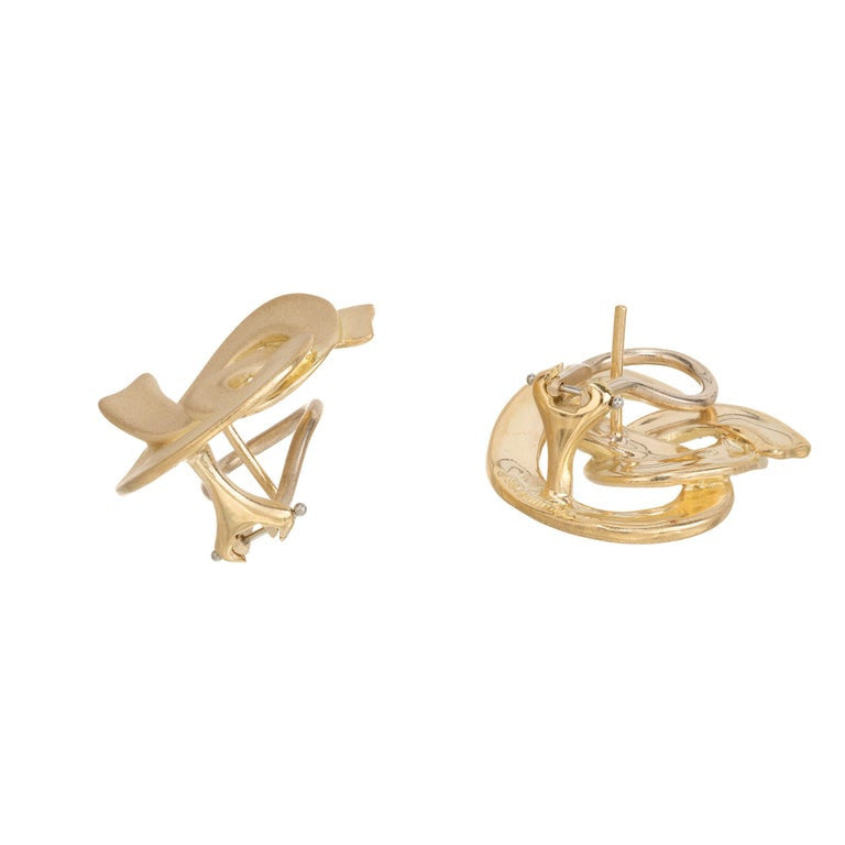 Angela Cummings 18k Yellow Gold Textured Knot Lever Back Clip Post Earrings – image 3