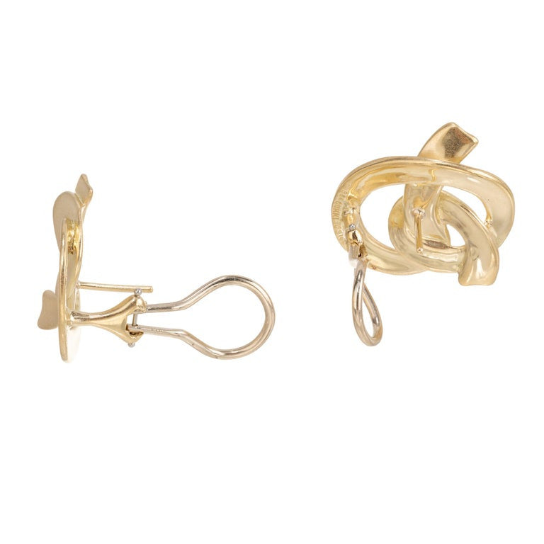 Angela Cummings 18k Yellow Gold Textured Knot Lever Back Clip Post Earrings – image 6