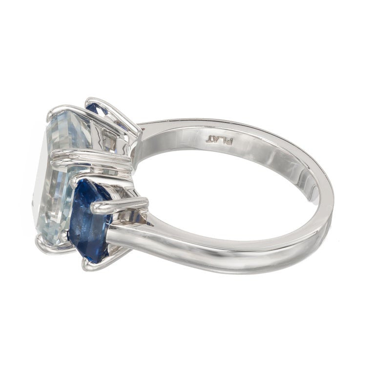 Peter Suchy 8.15 Carat Sapphire Three-Stone Platinum Engagement Ring – image 5
