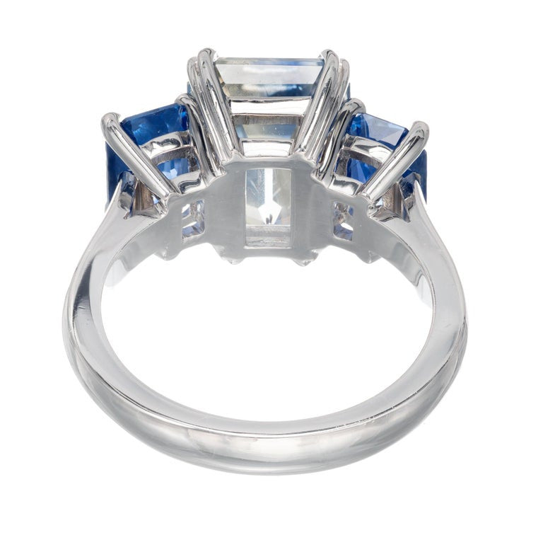 Peter Suchy 8.15 Carat Sapphire Three-Stone Platinum Engagement Ring – image 6