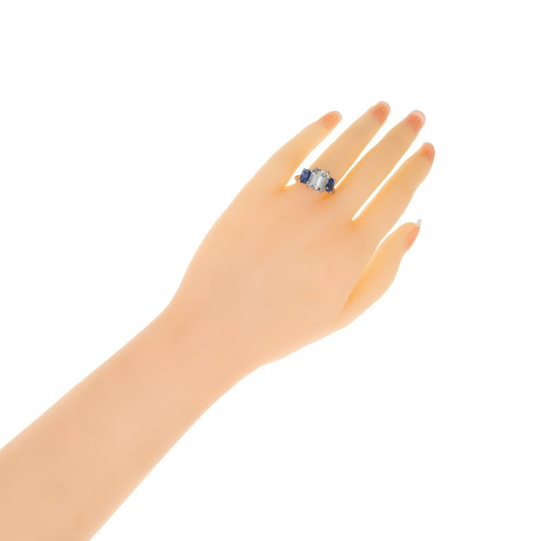 Peter Suchy 8.15 Carat Sapphire Three-Stone Platinum Engagement Ring – image 8