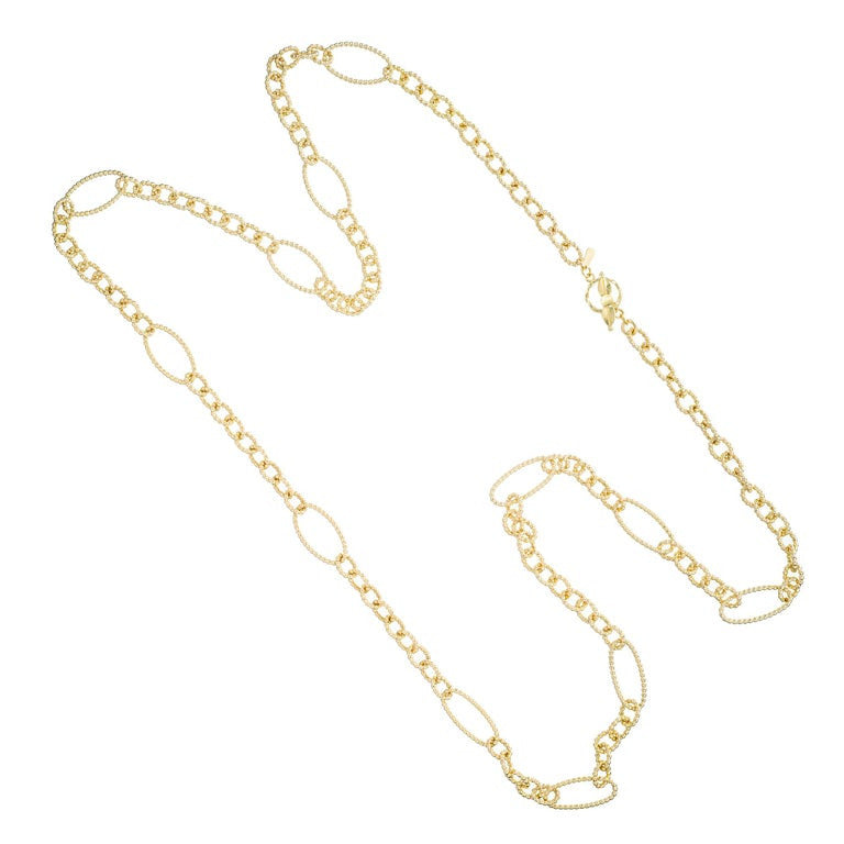 18k Yellow Gold Beaded Corrugated Style Link Necklace – image 4