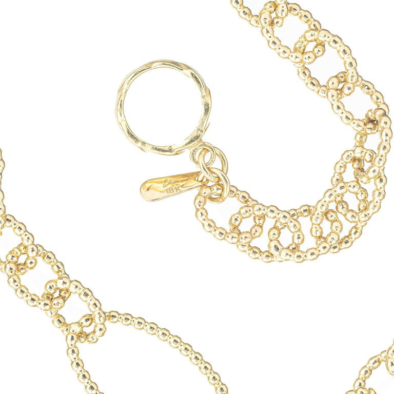 18k Yellow Gold Beaded Corrugated Style Link Necklace – image 5