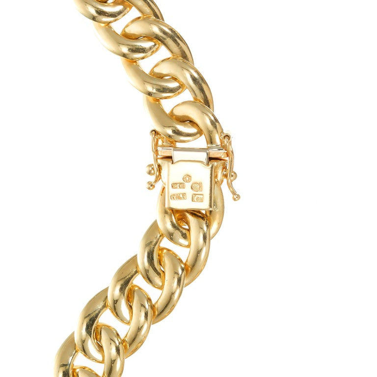 18k Yellow Gold Reversable Textured Polished Graduated Link Necklace – image 5