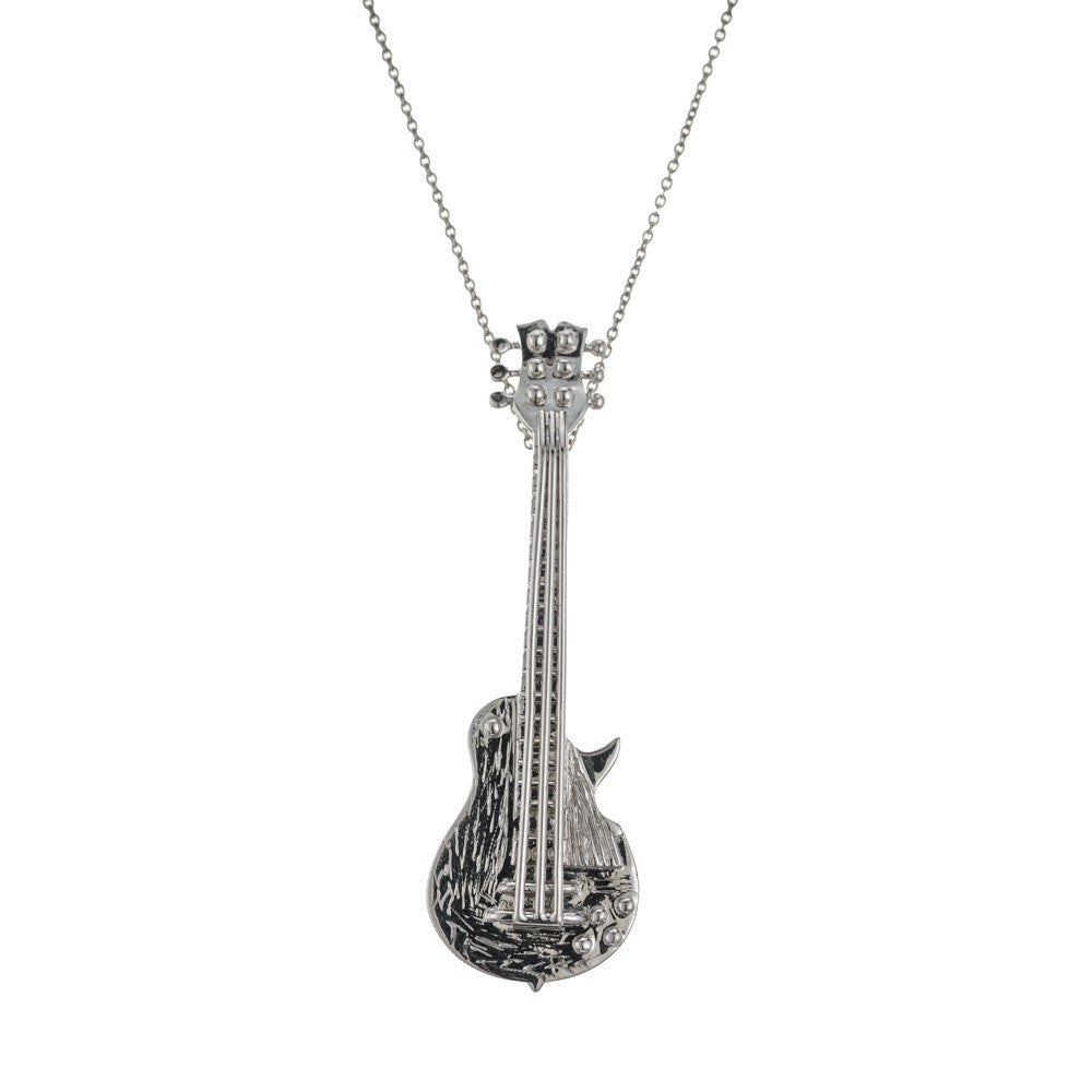 18k White Gold Guitar Brooch Pendant Necklace – image 2