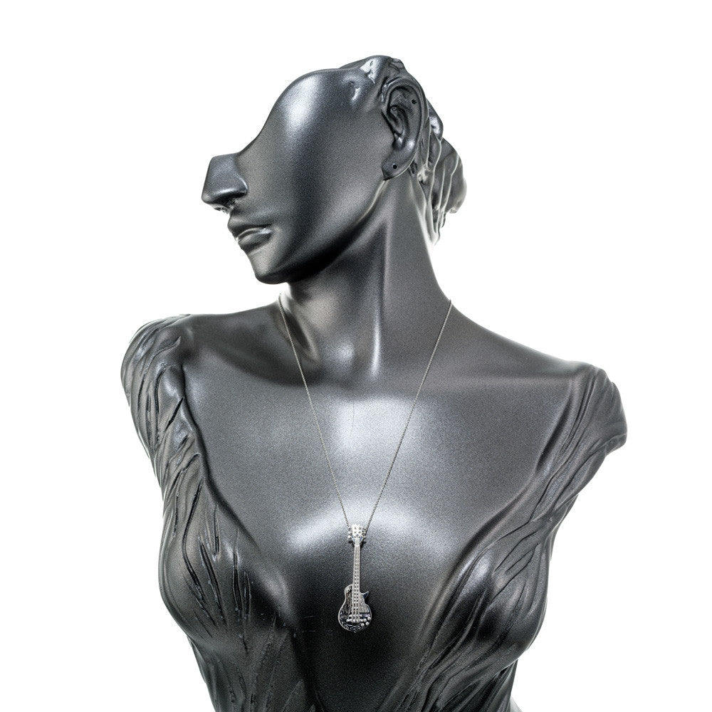18k White Gold Guitar Brooch Pendant Necklace – image 6