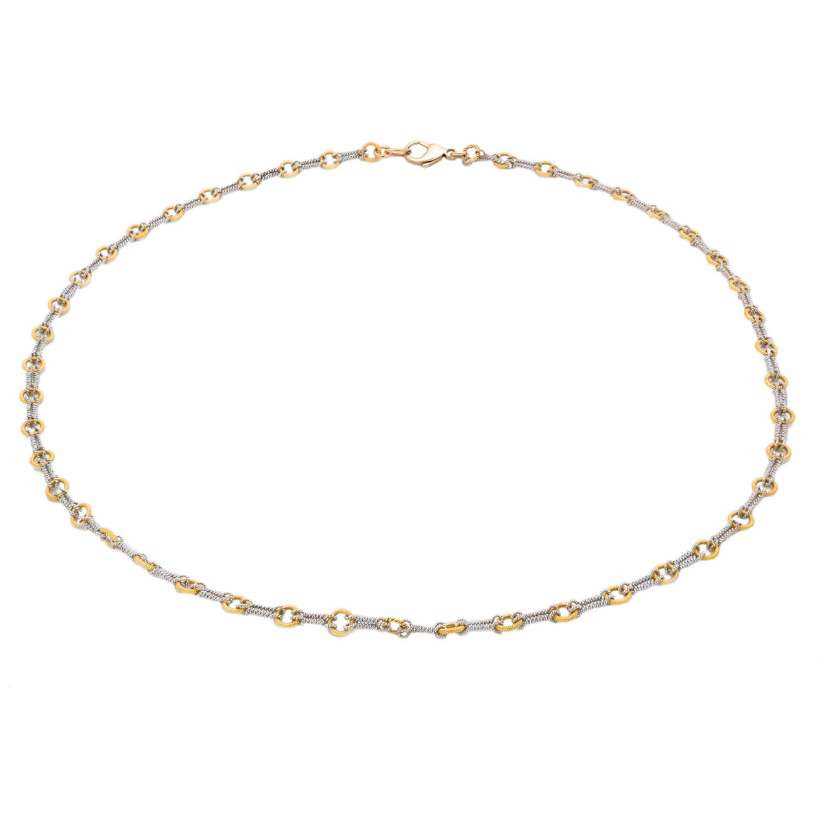 Two Tone 14k Gold Twisted Textured Necklace – image 2
