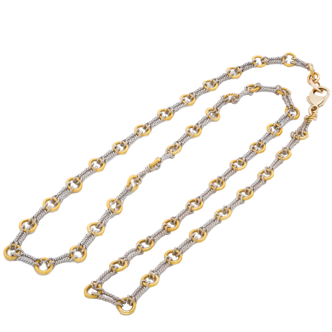 Two Tone 14k Gold Twisted Textured Necklace – image 3