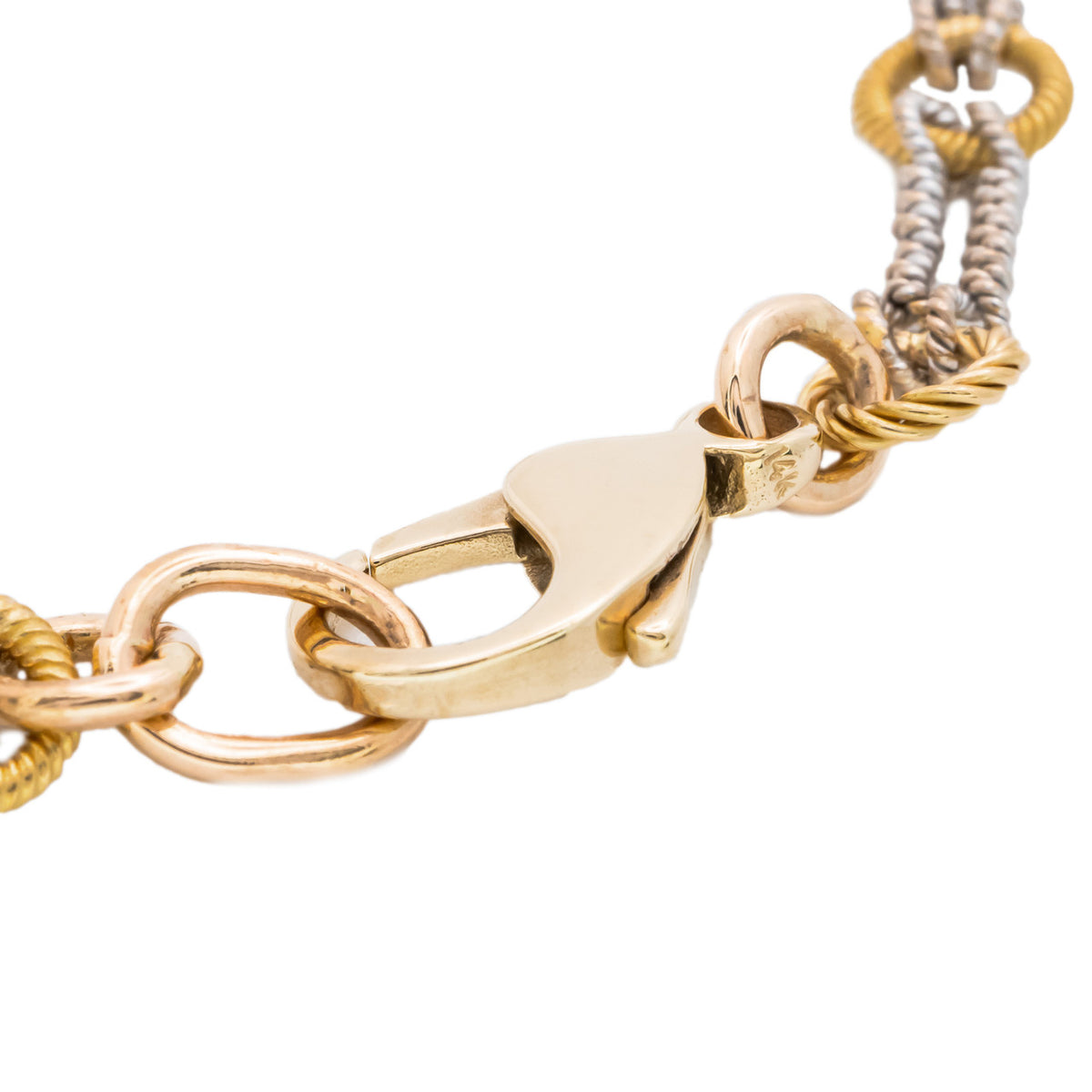 Two Tone 14k Gold Twisted Textured Necklace – image 4