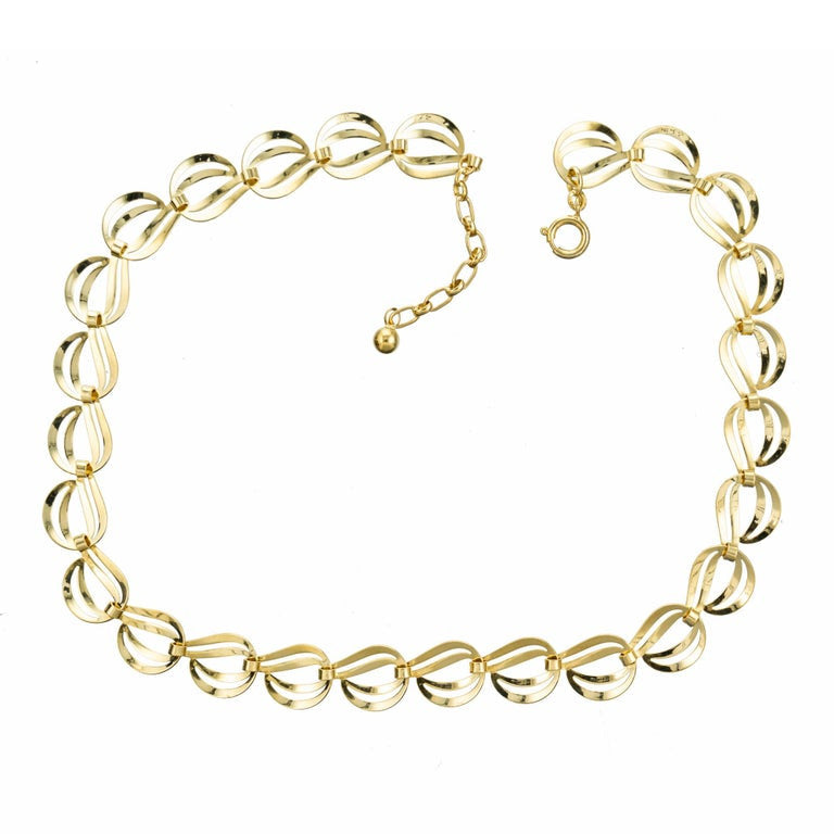 14k Yellow Gold Designer Swirl Link Necklace – image 2