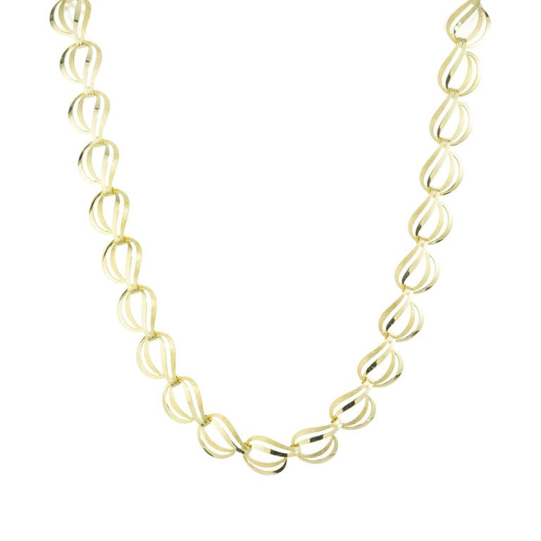 14k Yellow Gold Designer Swirl Link Necklace – image 3