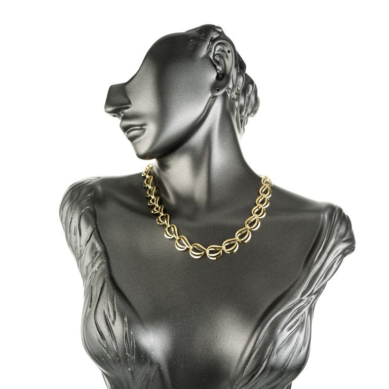 14k Yellow Gold Designer Swirl Link Necklace – image 6