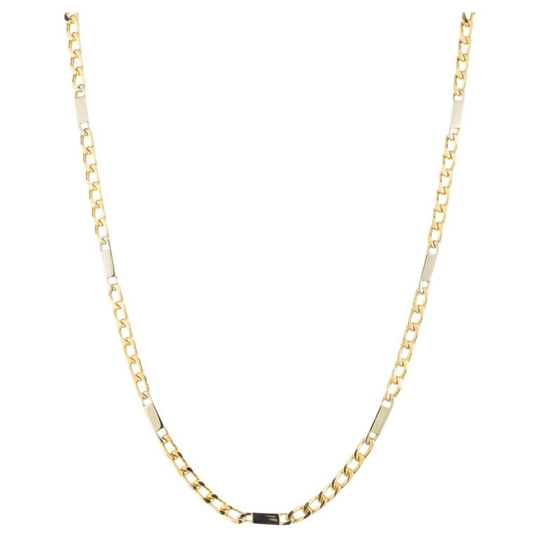 18k Two Tone Gold Solid Link Unisex Necklace
