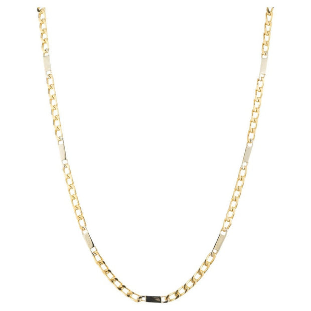 18k Two Tone Gold Solid Link Unisex Necklace